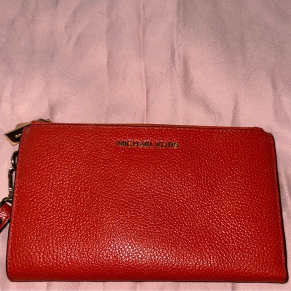 Michael Kors Handbags - Michael Kors Vibrant Red Leather Clutch